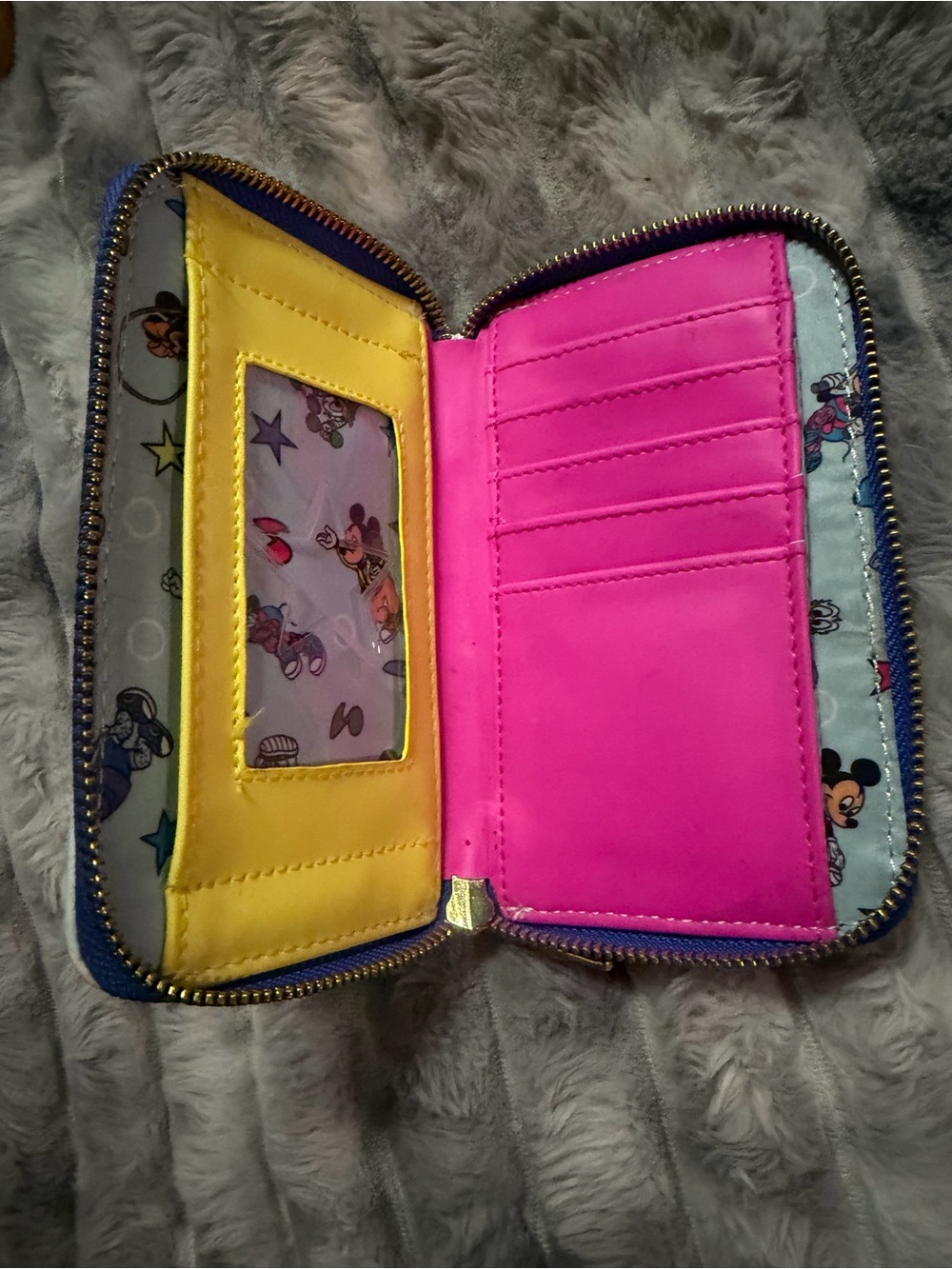 Loungefly White Zip Wallet with Colorful Disney Sports Characters - Picture 3 of 3